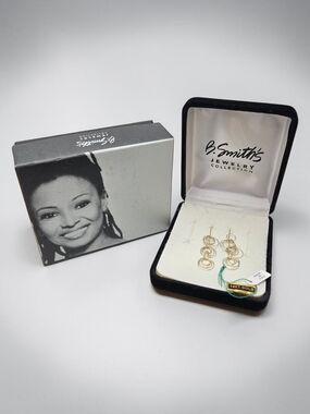 B. Smith 14K Gold Dangle Earrings Two Tone Interlocking Circle Earrings 2” Drop